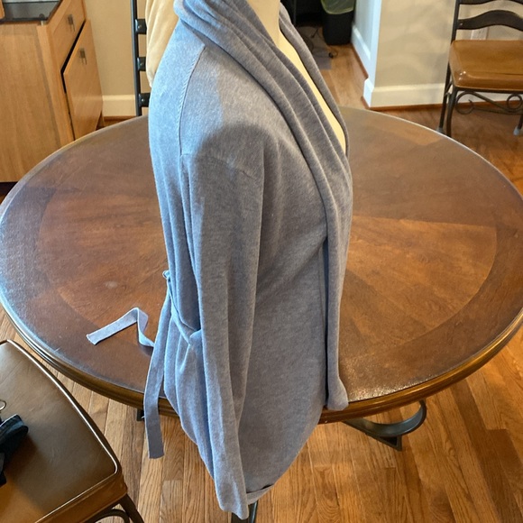 Zara Knit Light Blue Open Front Waterfall Tie Cardigan Sweater small NWOT - Picture 3 of 12